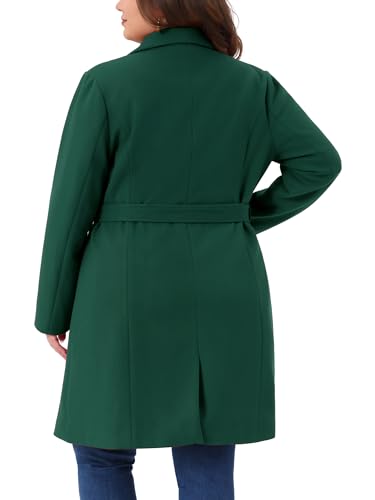 Plus Size Winter Coats for Women Lapel Single Breasted Belted with Pocket Pea Coats Trench Coats