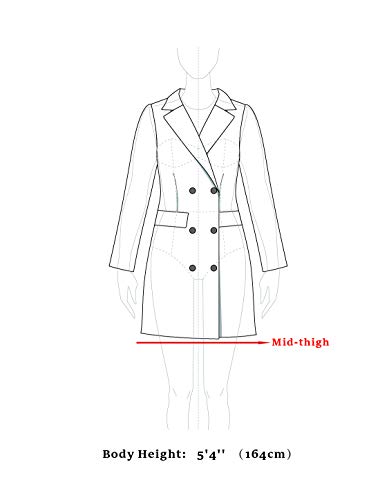 Women's Notch Lapel Double Breasted Belted Mid Long Outwear Winter Coat