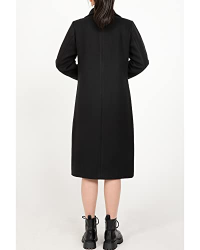 Women's Wool Blend Pea Coat Notch Lapel Single Breasted Classic Winter Long Wool Trench Coat