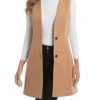 Long Plaid Vest for Women Fall Winter Trench Coat Sleeveless Blazer Jacket Cardigan Wool Vest Top Waistcoat