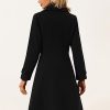 Women's Winter Coat Overcoat Lapel Collar Long Swing A Line Double Breasted Pea Coat