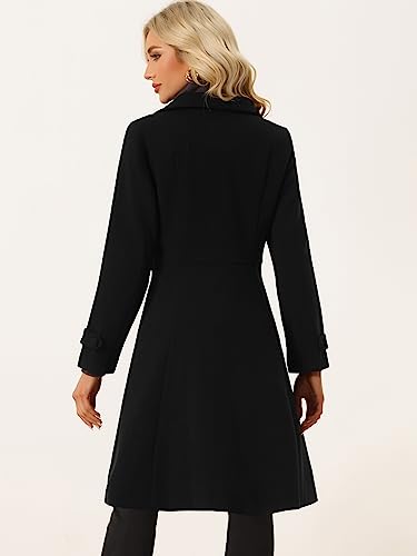 Women's Winter Coat Overcoat Lapel Collar Long Swing A Line Double Breasted Pea Coat