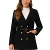 Women's Winter Coat Belted Outerwear Casual Work Notch Collar Double Breasted Peacoat