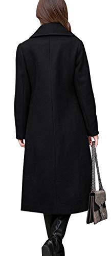 Women's Big Notch Lapel Single Breasted Mid-Long Wool Blend Coat