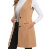 Long Plaid Vest for Women Fall Winter Trench Coat Sleeveless Blazer Jacket Cardigan Wool Vest Top Waistcoat