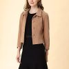 Women's Elegant Short Coat Point Collar Single Breasted Slant Pocket Peacoats