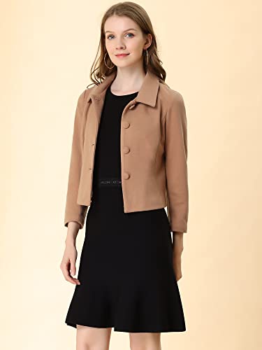Women's Elegant Short Coat Point Collar Single Breasted Slant Pocket Peacoats