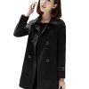 Womens Double Breasted Wool Jackets Casual Classic Fit Pea Coat Outwear