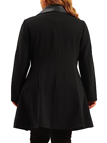 Plus Size Overcoat for Women Leather Notched Lapel Single Breasted Long Trench Jacket Coats
