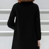 Women's Winter Double Breasted Coat Black Wool Peacoat Long Sleeve Trench Coat