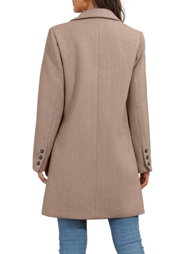 Women's Notch Lapel Double Breasted Trench Coat Peacoat Winter Casual Long Blazer Jacket Overcoat