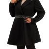 Plus Size Overcoat for Women Leather Notched Lapel Single Breasted Long Trench Jacket Coats