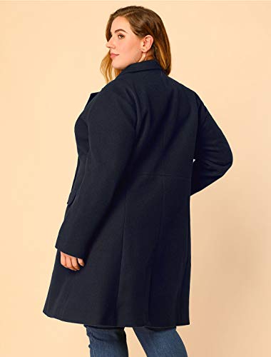 Women's Plus Size Long Winter Coats Notch Lapel Double Breasted Pea Trench Coats