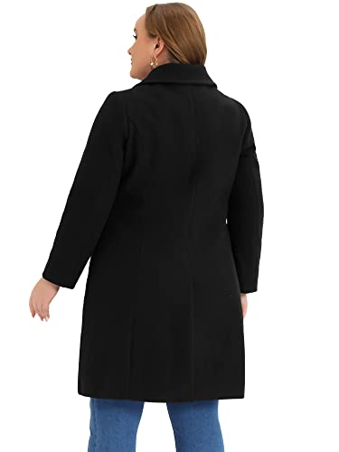 Plus Size Women Long Coats Peter Pan Collar Single Breasted with Pockets Trench Winter Long Peacoat
