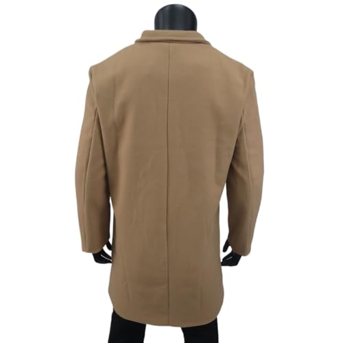 Women's Winter Wool Blend Pea Coat Stand Collar Single Breasted Trench Coat Overcoat