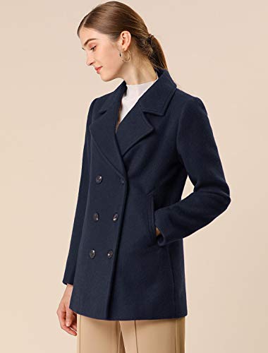 Women's Winter Coats Long Sleeve Lapel Mid-thigh A-Line Outerwear Double Breasted Pea Coat
