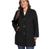 Women's Plus Size Pea coat Oversized Notched Lapel Peacoat Jacket