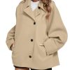 Womens Pea Coats Classic Notch Lapel Single Breasted Oversized Fall Winter Jackets Outerwear