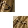 Women's Elegant Lapel Collar Wool Blend Midi-Long Pea Coat Jacket with Belt