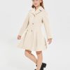 Girls Winter Dress Coat Button Peacoat Notch Lapel Double Breasted Outerwear with Pockets 5-14 Years