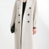 Women's Winter Double Breasted Wool Coat Business Casual Midi Long Winter Trench Coat with Belt