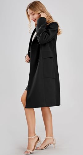 Women's Basic Essential Double Breasted Mid-Long Wool Blend Pea Coat