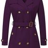 Women's Double Breasted Trench Coats Mid-Length Belted Overcoat Long Dress Jacket with Detachable Hood