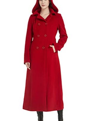 Women's Double Breasted Maxi Long Winter Wool Trench Coat Hooded Thick Warm Overcoats