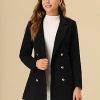 Women's Winter Coat Belted Outerwear Casual Work Notch Collar Double Breasted Peacoat