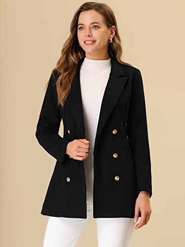 Women's Winter Coat Belted Outerwear Casual Work Notch Collar Double Breasted Peacoat