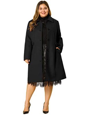 Women's Plus Size Single Breasted Belted Winter Long Coat