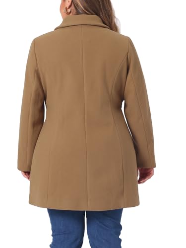 Plus Size Coat for Women Peter Pan Collar Double Breasted Winter Warm Coats with Pockets