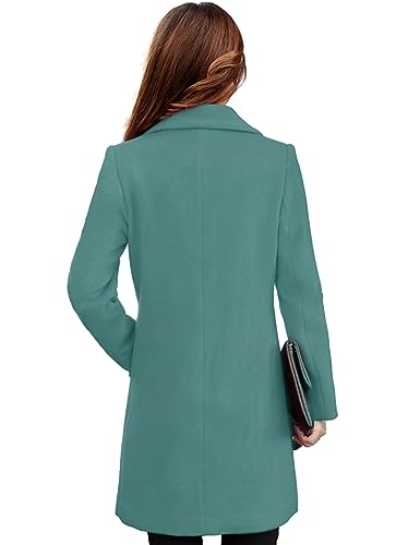 Women's Long Sleeve Slim Fit Warm Winter Wool Blend Pea Coat Overcoat