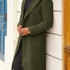 Mens Wool Blend Casual Trench Coat Notched Collar Lapel Long Jacket Double Breasted Classic Winter Overcoat