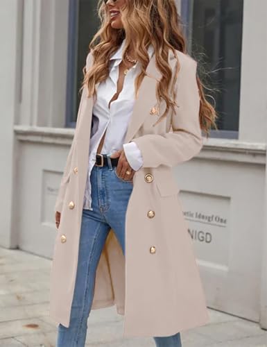 Womens Long Wool Coat for Women Fall Winter Trench Coat Trendy Jackets
