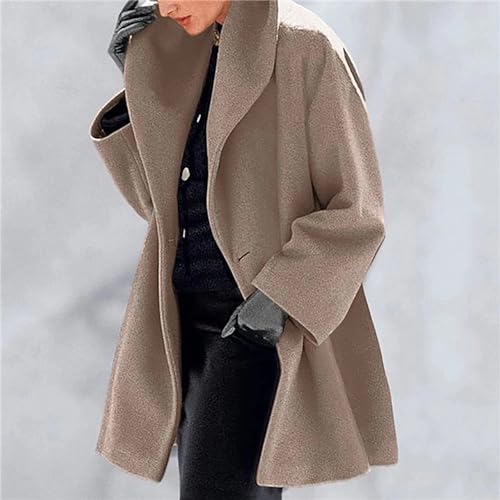 Women's Spring Fall Wool Coat Mid-Long Pea Coats Overcoat for Women Casual Lightweight Hooded Jackets