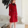 Women's Superior 100% Wool Trench Coat, Classy Long Wool Coat with Belt