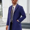 Men's Pea Coat with Detachable Plaid Scarfs Fall Single Breasted Wool Blend Trench Coat Winter Overcoat