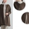 Women's Fall Collarless Single Breasted Midi Long Wool Coat Business Casual Winter Pea Coat
