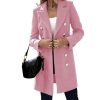 Women's Double Breasted Wool Blend Trench Coat Fall Winter Warm Pea Coats Long Overcoat Slim Fit Elegant Outerwear