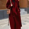 Women's Winter Trench Coat Wool Blend Double Breasted Notched Lapel Long Sleeve Jacket Pea Coat Overcoat