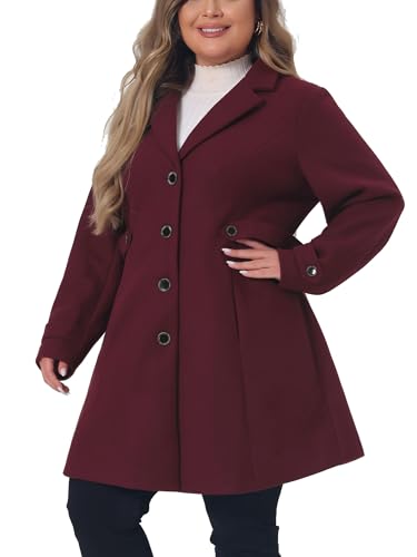 Plus Size Coat for Women Single Breasted Notched Lapel Elegant Winter Long Coat