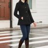 Womens Work Office Winter Overcoat Single Breasted Point Collar Pea Coat