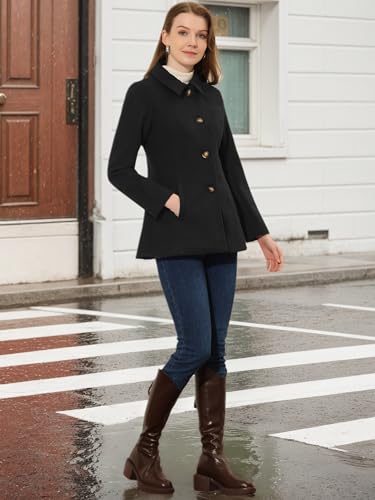 Womens Work Office Winter Overcoat Single Breasted Point Collar Pea Coat