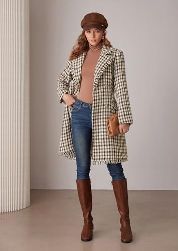 Trench Coat for Women 2024 Winter Coat Notch Lapel Double Breasted Thick A Line Pea Coat Jacket with Pockets