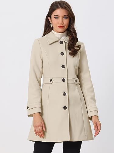 Women's Winter Classic Outwear Overcoat with Pockets Single Breasted Pea Coat