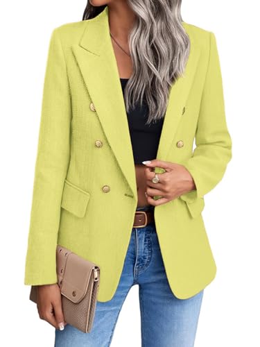 2025 Fall Women's Tweed Plaid Blazer Jacket - Fully Lined Fashion Business Casual Lapel Elegant Coat with Pockets