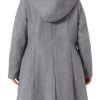 Peacoat for Women Plus Size Elegant Single Breasted Detachable Hooded Overcoat Trench Coat Jacket