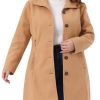 Plus Size Pea Coat for Women Lapel Long Sleeves Single Breasted Overcoat Pockets Winter Outerwear with Belt