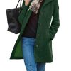 Women's Casual Thicken Wool Blend Stand Collar Single Breasted Pea Coat